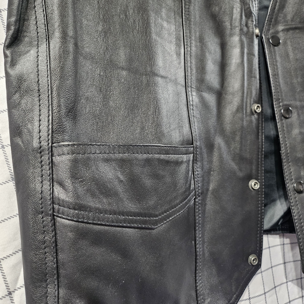 Jamin Leather Black Leather Ultra Soft Lambskin Biker Vest New Size XXL - Picture 3 of 5